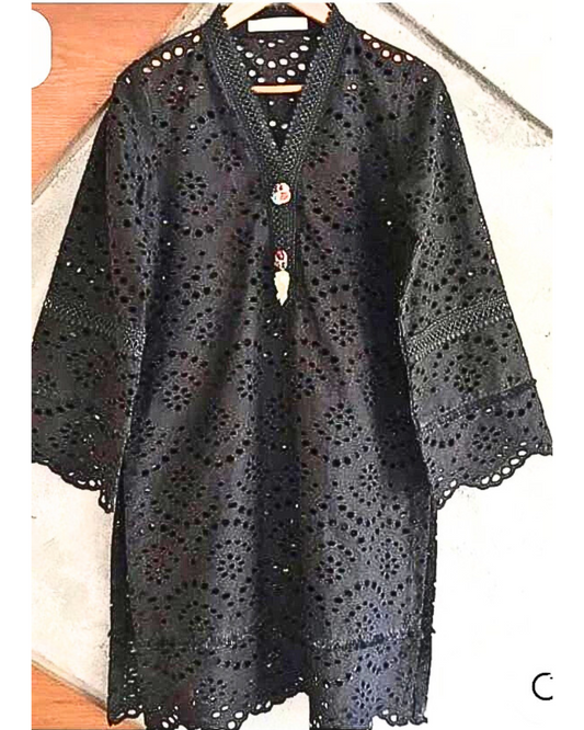 Classic Chicken Kari & Boring Embroidered 3-Piece Unstitched Suit – Elegant & Timeless